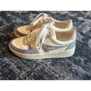 Gola Grandslam Quadrant Sneaker Off White/Lavender/Gold/Green Mist Women’s 6 EUC
